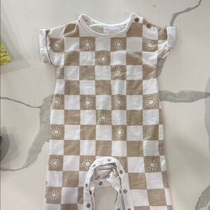 Checkered Beige and White Kids Bodysuit